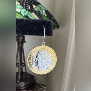 Elegant 1000 Italian Lire Two-Tone Coin Drop Earrings